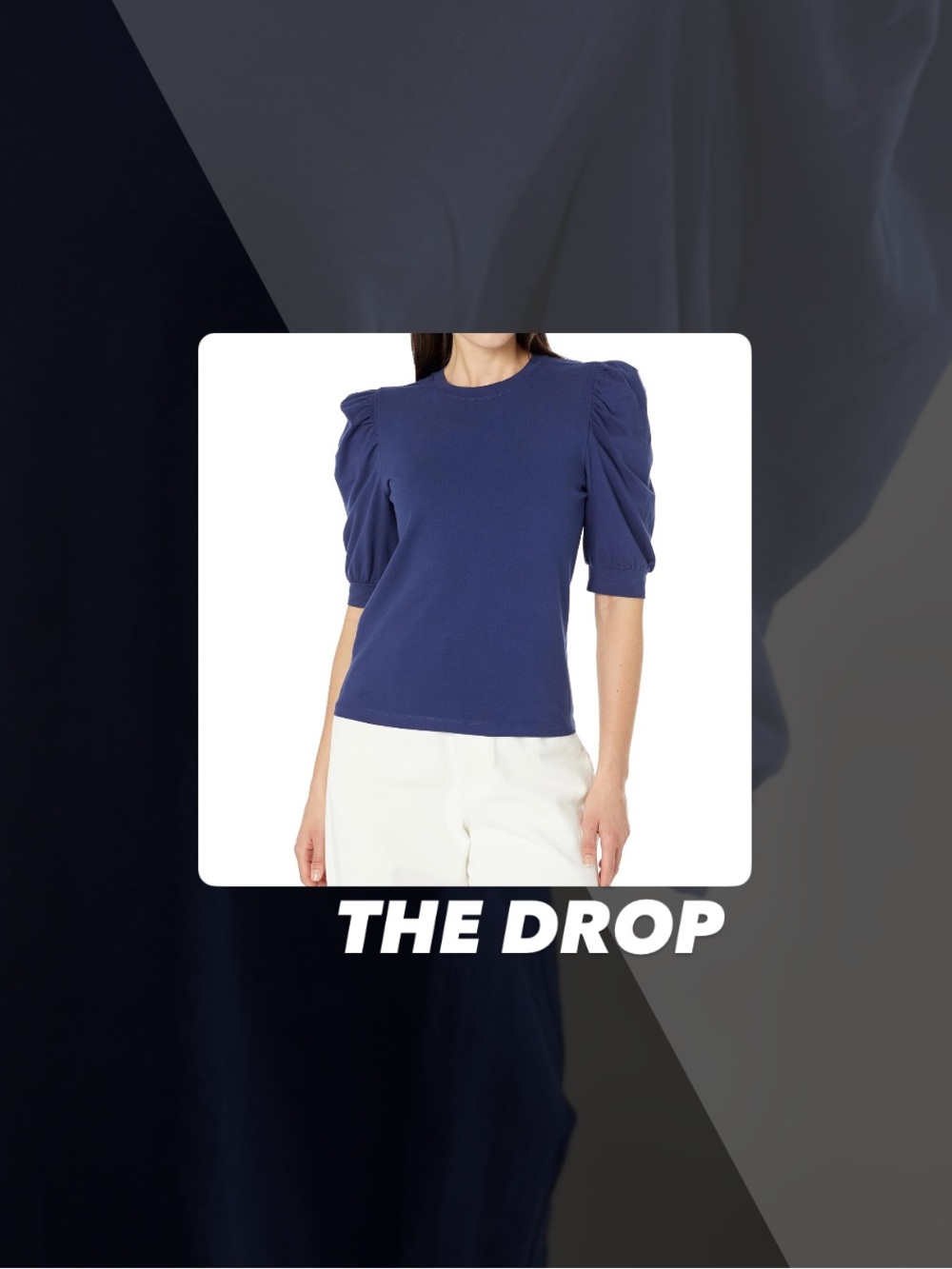 EUC The Drop Blue Puff Sleeve Tee Shirt
